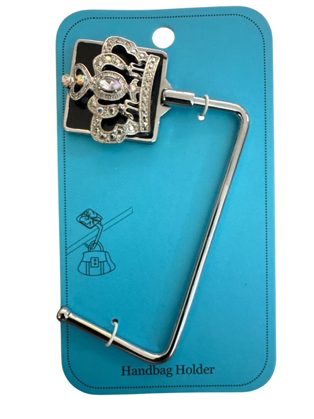 SPRING STREET CRYSTAL CROWN SQUARE HANDBAG HOLDER PURSE HOOK NEW